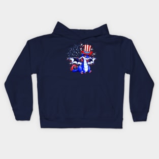 Cute Anime Dragon July 4th Independence Day Fireworks Baby Dragon Kids Hoodie